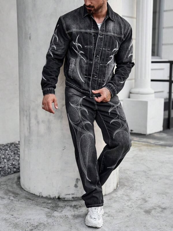 Manfinity EMRG Veste manches longues jean imprimé – Image 5