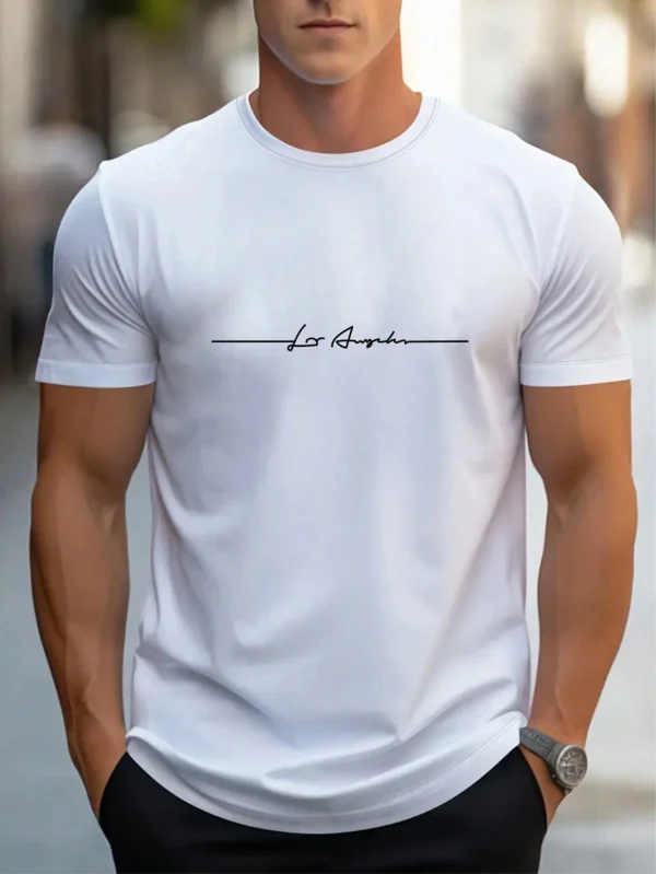 Manfinity T-shirt col rond lettres été
