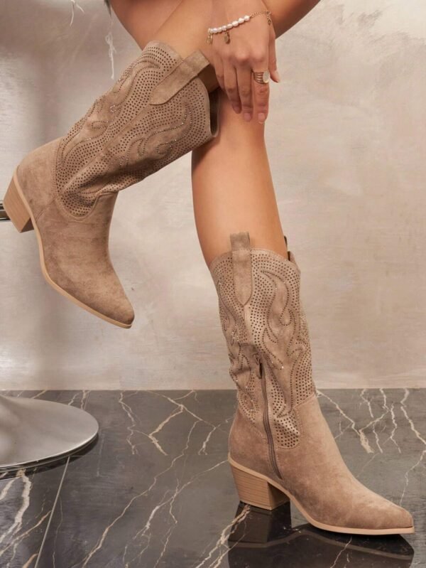 Bottes western perforées strass cow-girl – Image 6