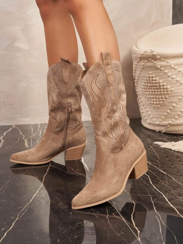 Bottes western perforées strass cow-girl