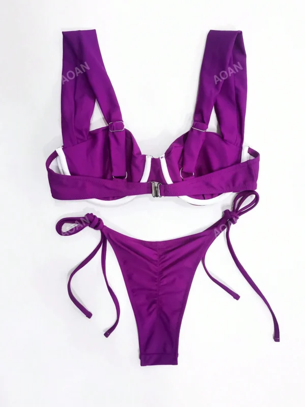 Ensemble bikini rembourré pantalon noué – Image 2