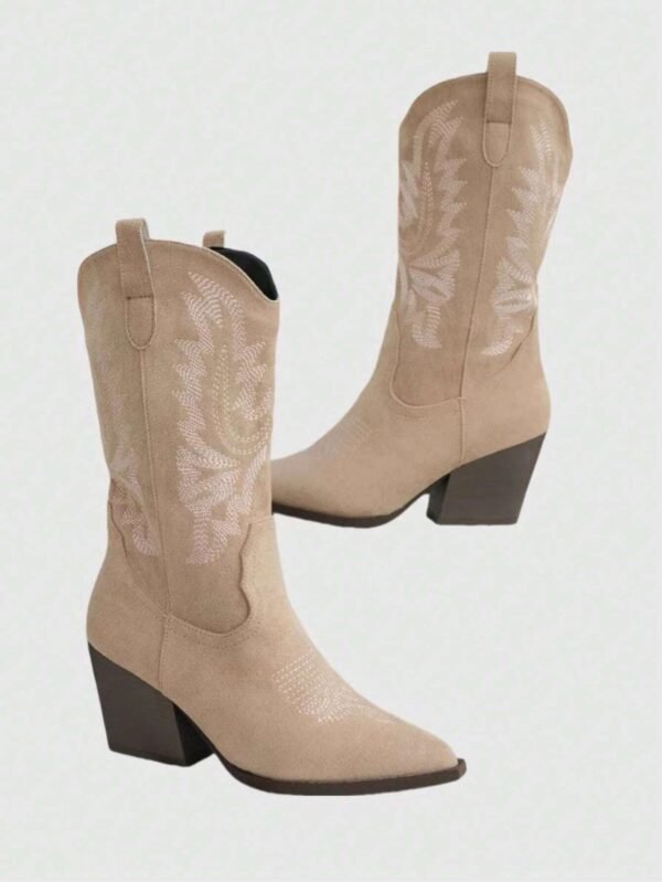 ROMWE Fairycore Bottes cowboy talon épais rétro