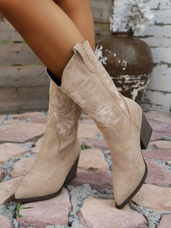 ROMWE Fairycore Bottes cowboy talon épais rétro – Image 4