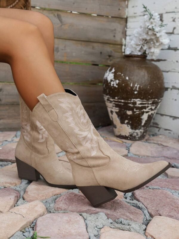 ROMWE Fairycore Bottes cowboy talon épais rétro – Image 6