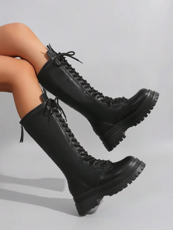 ROMWE Goth Bottes noires lacets semelle épaisse