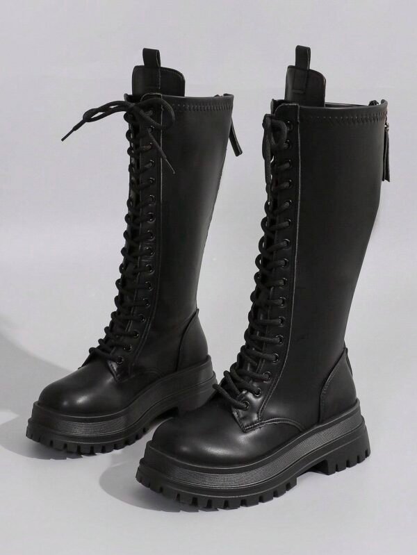 ROMWE Goth Bottes noires lacets semelle épaisse – Image 3