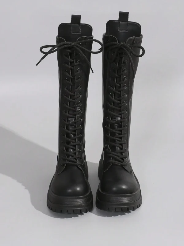 ROMWE Goth Bottes noires lacets semelle épaisse – Image 6