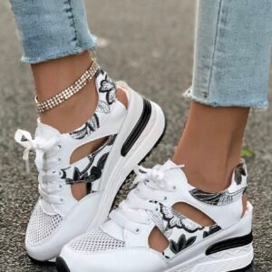 Sandales sport talon compensé plateforme maille