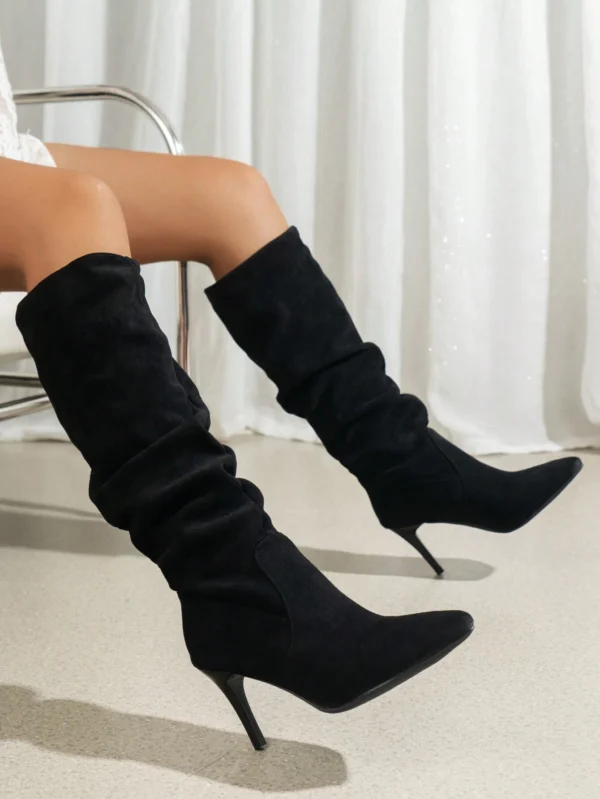 Bottes talons hauts plissées pointues – Image 2