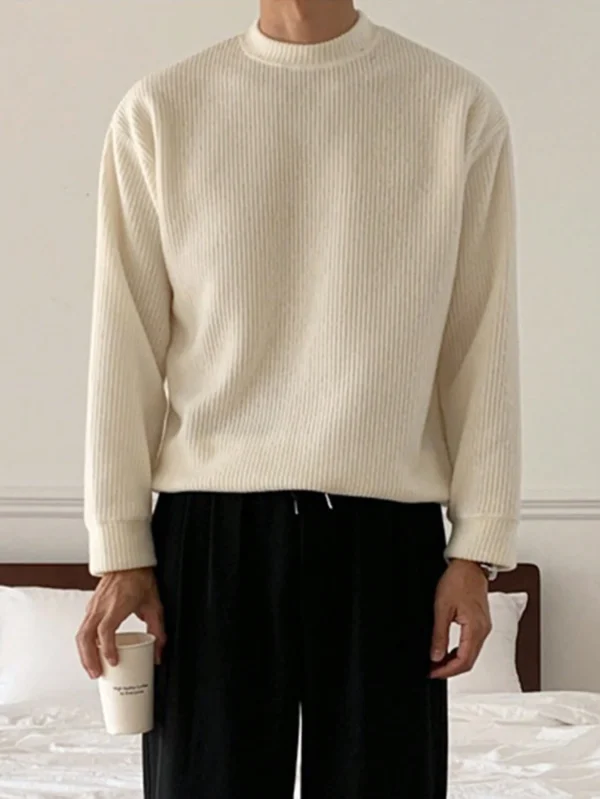DAZY Pull-over unicolore homme automne – Image 4
