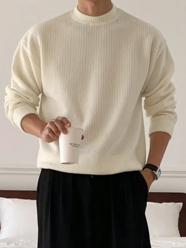DAZY Pull-over unicolore homme automne – Image 5
