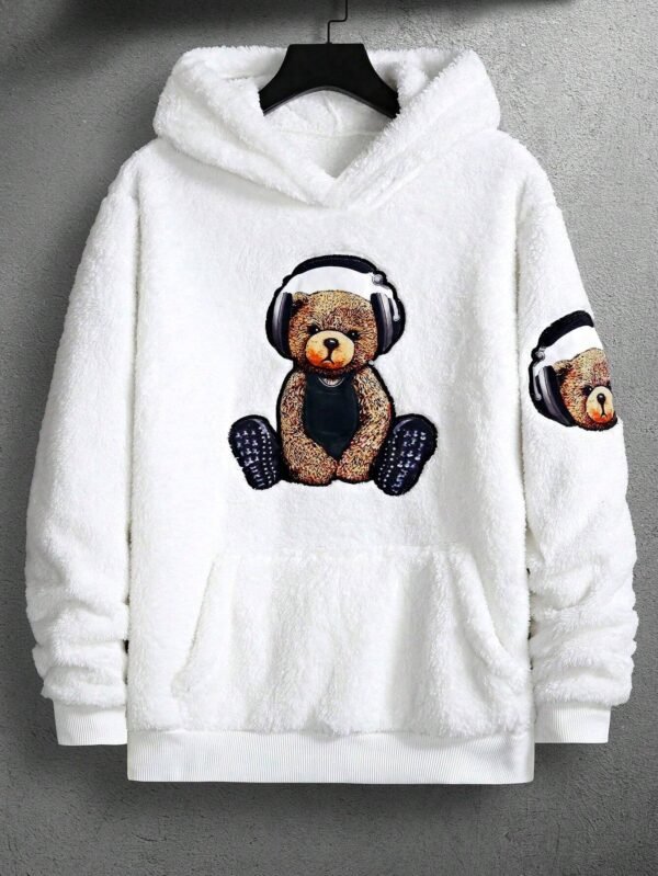 Manfinity Sweat capuche ours brodé peluche – Image 5