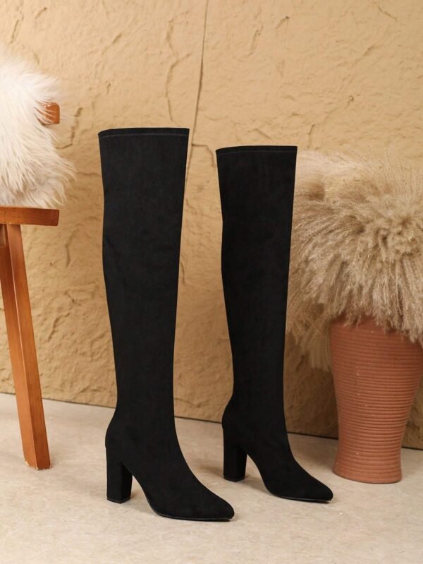 Bottes hautes élastiques talons hauts – Image 4