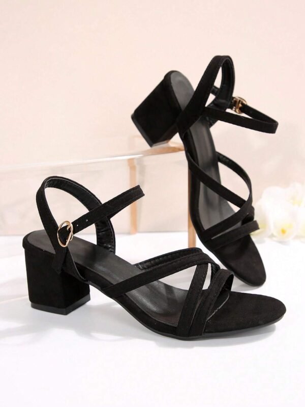 Sandales talons hauts bout rond bride croisée – Image 6
