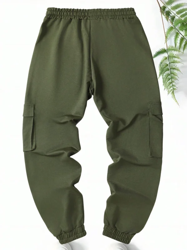 Pantalon cargo casual couleur unie coupe ample – Image 3