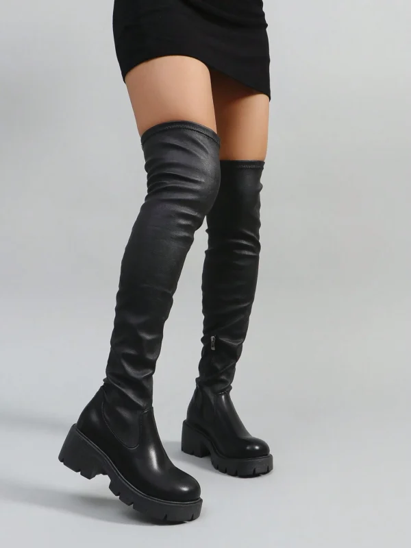 ROMWE Goth Bottes talons carrés