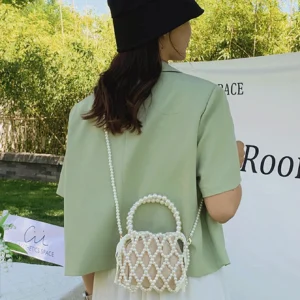 Sac cabas perles vintage