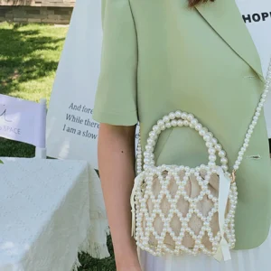 Sac cabas perles vintage