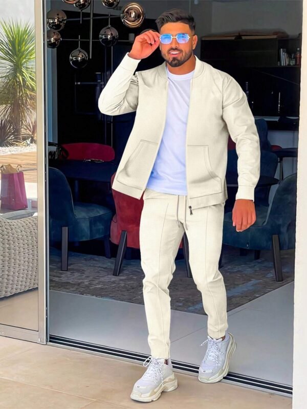 Veste cardigan col baseball et pantalon