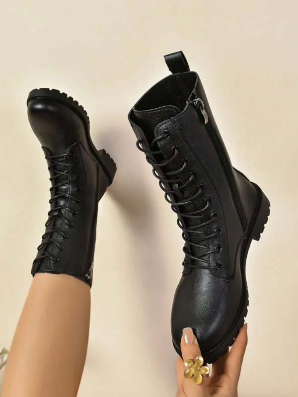 Bottes mi-mollet à lacer décontractées hiver – Image 8