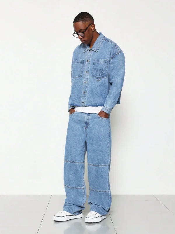 SUMWON Ensemble chemise jean et pantalon ajusté