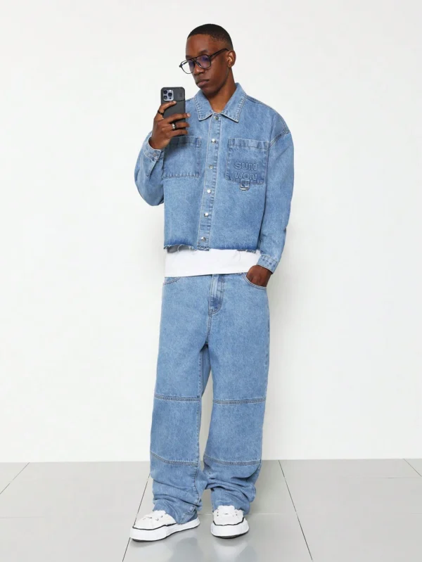 SUMWON Ensemble chemise jean et pantalon ajusté – Image 5