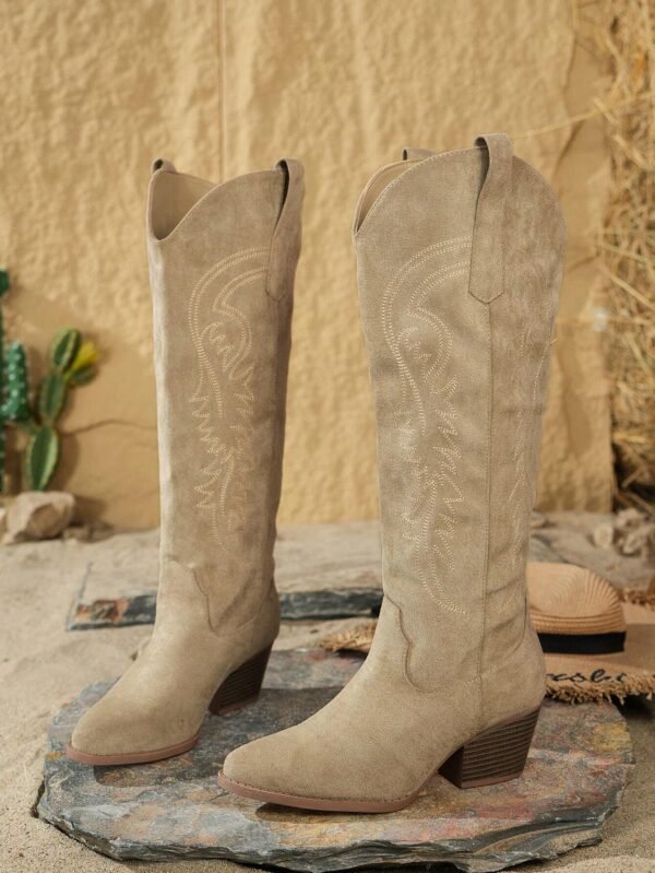 Bottes plateforme enfiler broderie – Image 4