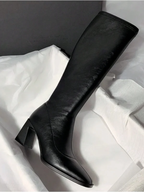 Bottes hautes talons pointus design minimaliste – Image 4