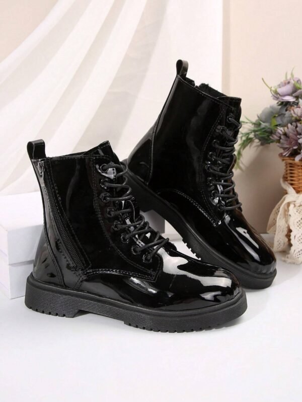Bottes courtes enrobées fermeture éclair laçage – Image 3