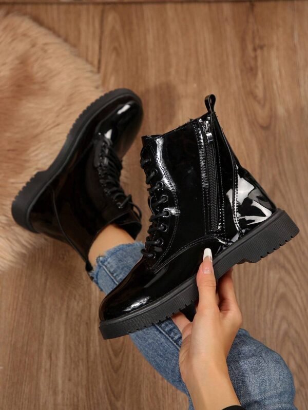 Bottes courtes enrobées fermeture éclair laçage