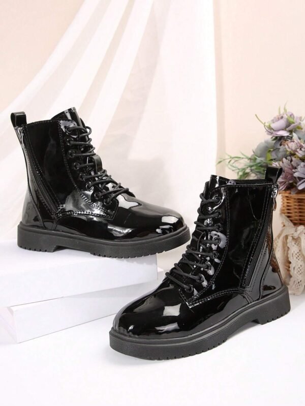 Bottes courtes enrobées fermeture éclair laçage – Image 2