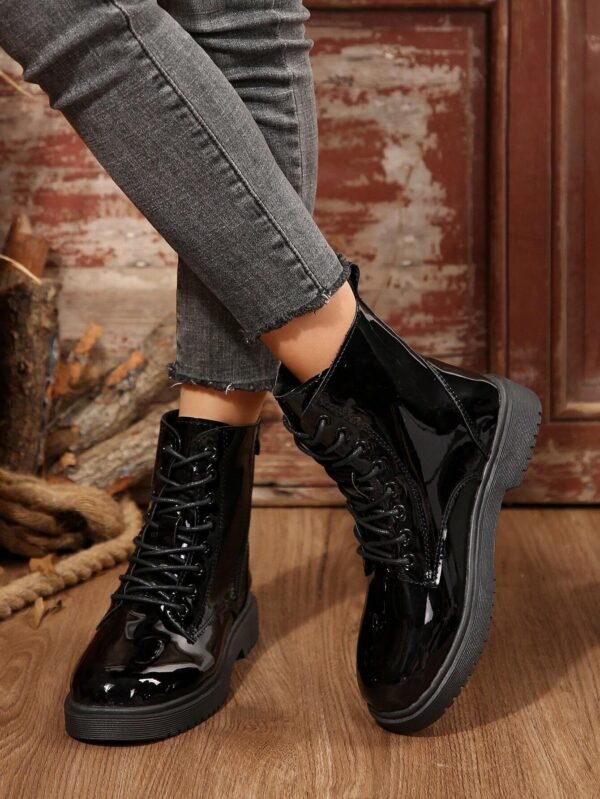 Bottes courtes enrobées fermeture éclair laçage – Image 6