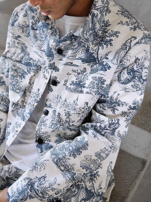 Manfinity EMRG Veste boutonnée imprimé végétal – Image 4