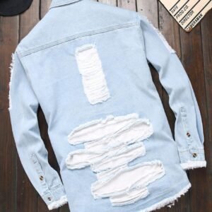 Manfinity LEGND Chemise Jean Déchiré Ourlet Effiloché