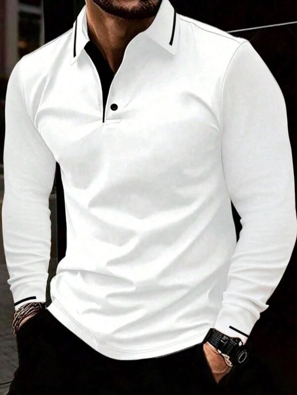 Chemise polo manches longues passepoil