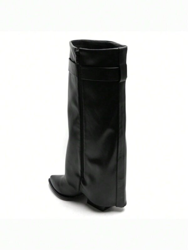 Bottes mi-mollet brillantes avec boucle – Image 4