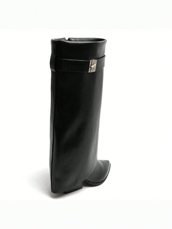 Bottes mi-mollet brillantes avec boucle – Image 5