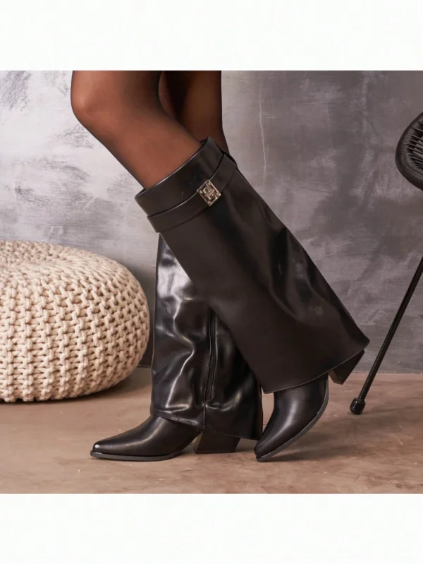 Bottes mi-mollet brillantes avec boucle – Image 3