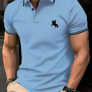 Chemise polo contrasté imprimé cheval
