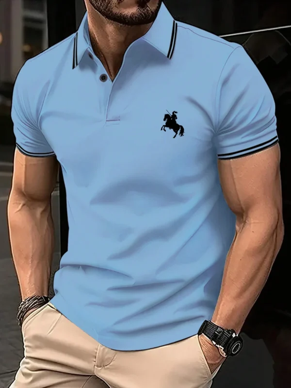 Chemise polo contrasté imprimé cheval