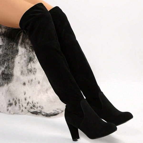 Bottes à talon bloc unie – Image 4