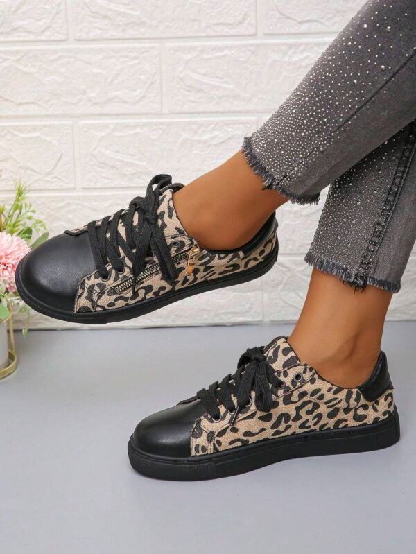 Baskets mode femme léopard zip
