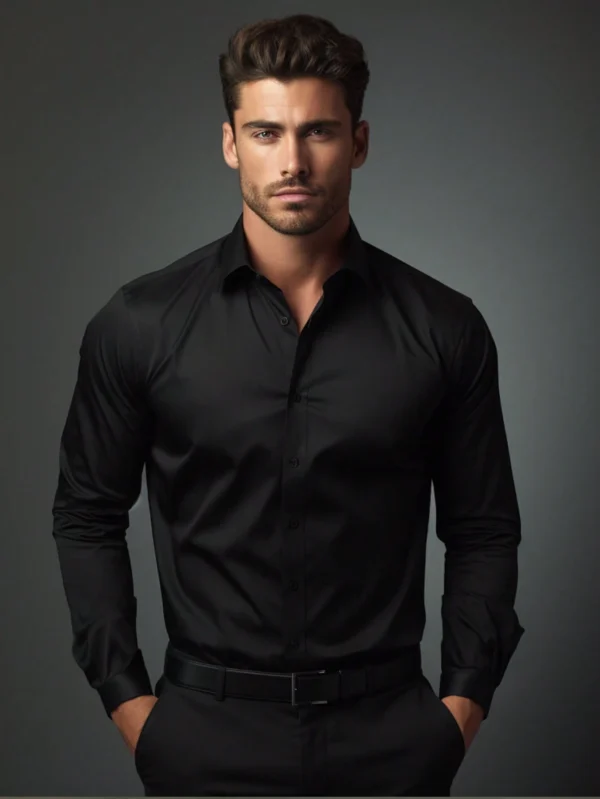 Chemise noire manches longues chic