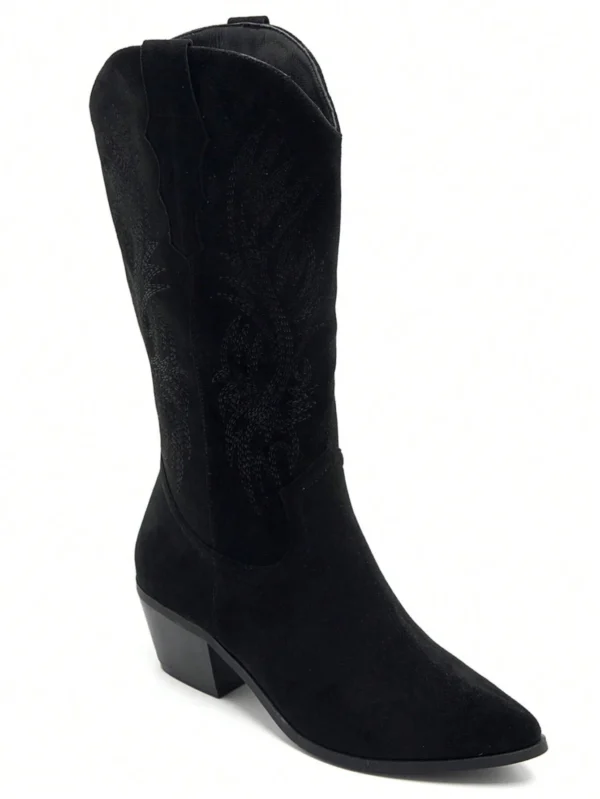 Bottes style cowboy brodées décontractées – Image 2