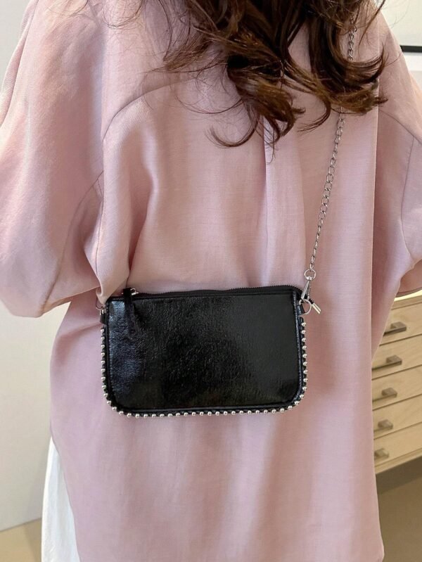 Sac bandoulière minimaliste craquelé – Image 2