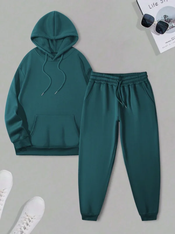 Manfinity Dauomo Ensemble sweat & pantalon unicolore – Image 3