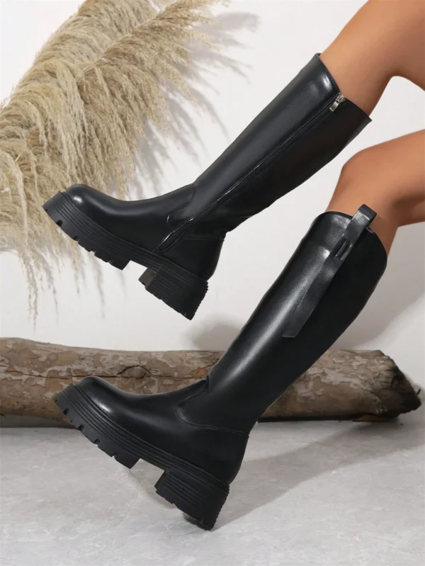 Bottes hautes semelle épaisse à rayures