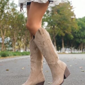 Bottes western suède broderie vintage