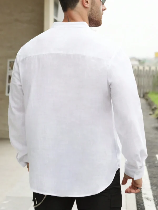 Chemise col montant manches longues bambou – Image 3