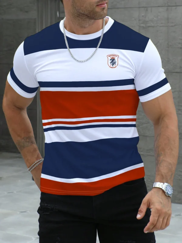 Manfinity Dauomo T-shirt rayures col rond